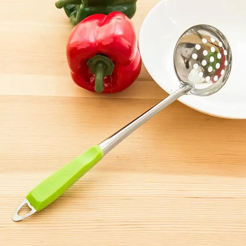 Stainless Steel Long Handle Spoon Colander Hot Pot Ramen Soup Ladle Korean Noodles Scoop Kitchen Tableware Cooking Utensils