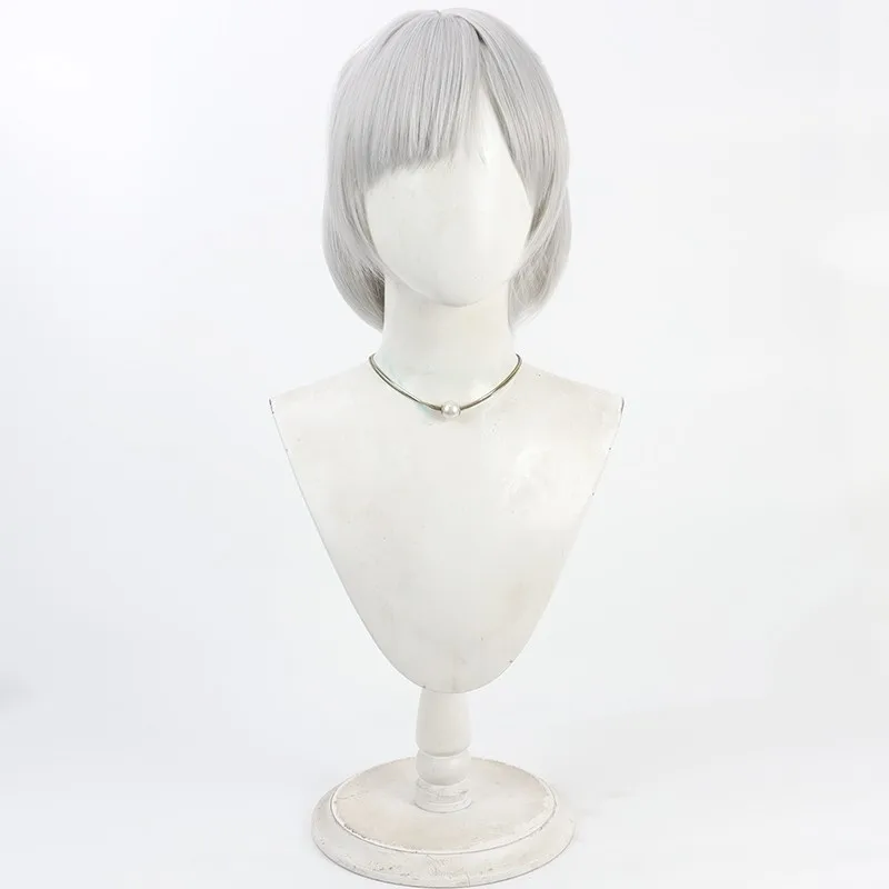 Ling Cage Bai Yuekui peruca cosplay prata branco estilo meio-up temporada 2 presente de Halloween