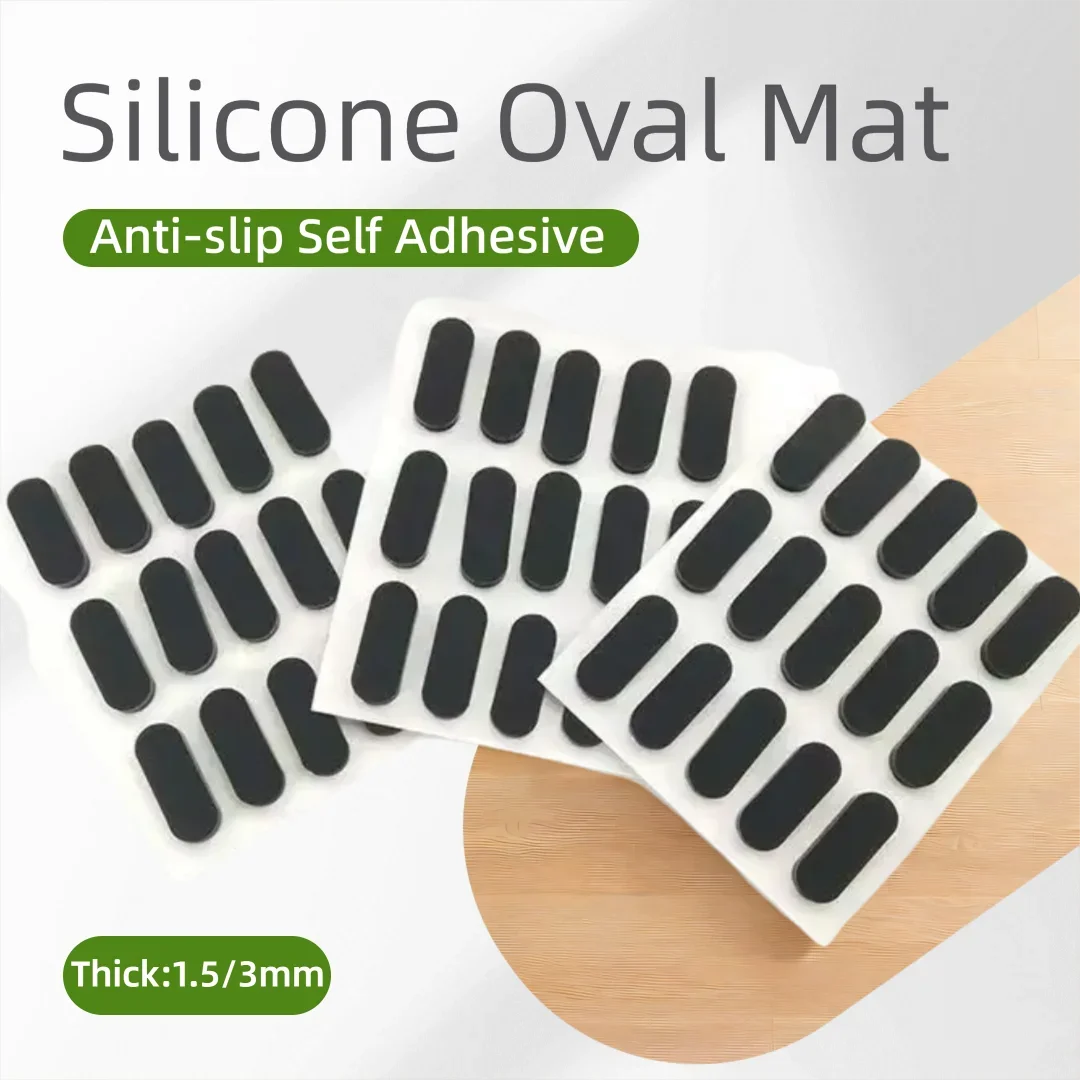 3-10mm Width Self Adhesive Oval Rubber Feet Mat 1.5/3mm Thick Anti-Scratch Anti Vibration Pad Home Furniture Office Equipment