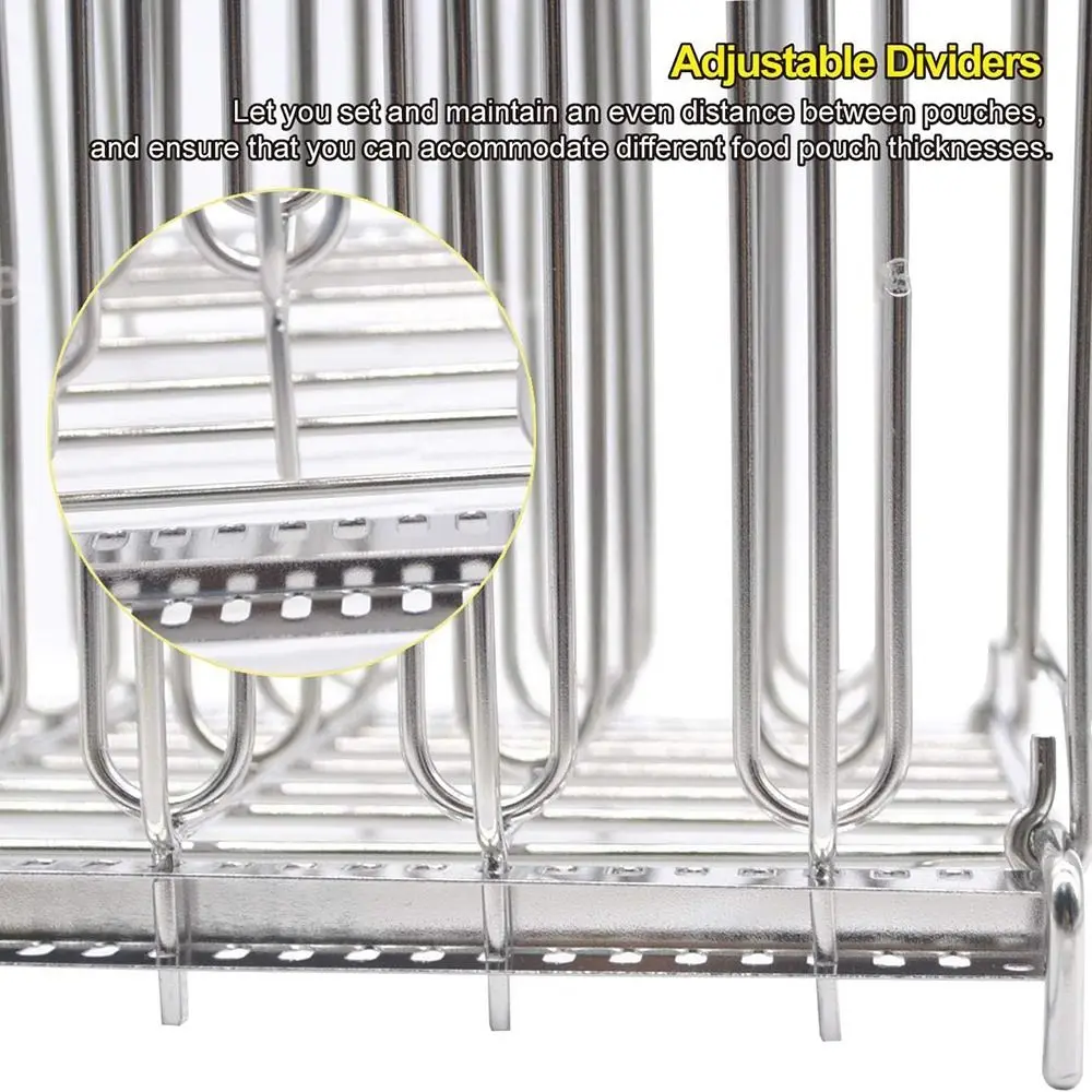 Vertical Mount Vide Rack Divider 5 Detachable Dividers Collapsible Sous-Vide Machine Stainless Steel No-Float Top Bar