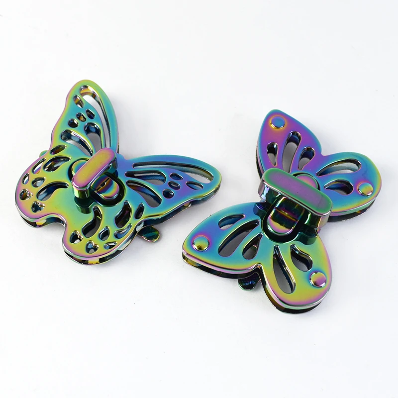 

2Pcs Rainbow Metal Turn Twist Clasp Bag Wallet Lock Decoration Buckle Purse Handbags Leather Closure DIY Hardware Accessories