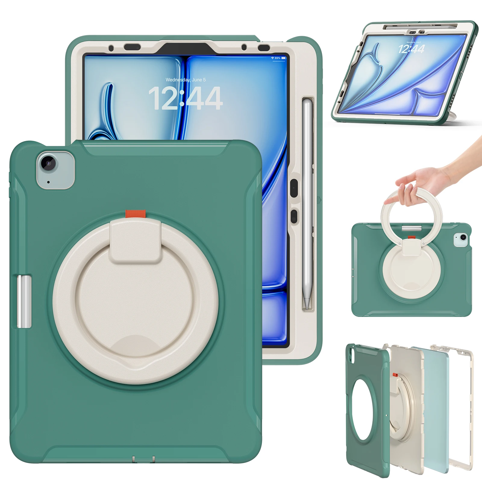 

Чехол для iPad Air 11 2025 M3 2024 M2 4 5 10,9 дюйма Pro 11 2018 2020 2021 2022 1-й 2-й 3-й 4-й поколение, защитный чехол с вращающейся подставкой на 360 градусов