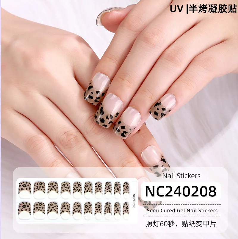 Semi-Cured Gel Nail Wraps Simple Transparent Color Adhesive Waterproof Long Lasting Gel Nail Stickers Harden In UV Lamp Need