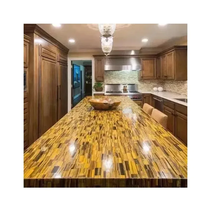 Natural Tiger Eye Stone Slab Polished Marble Countertop for Kitchen Island Bathroom Vanity Table Top Home Decor Surface