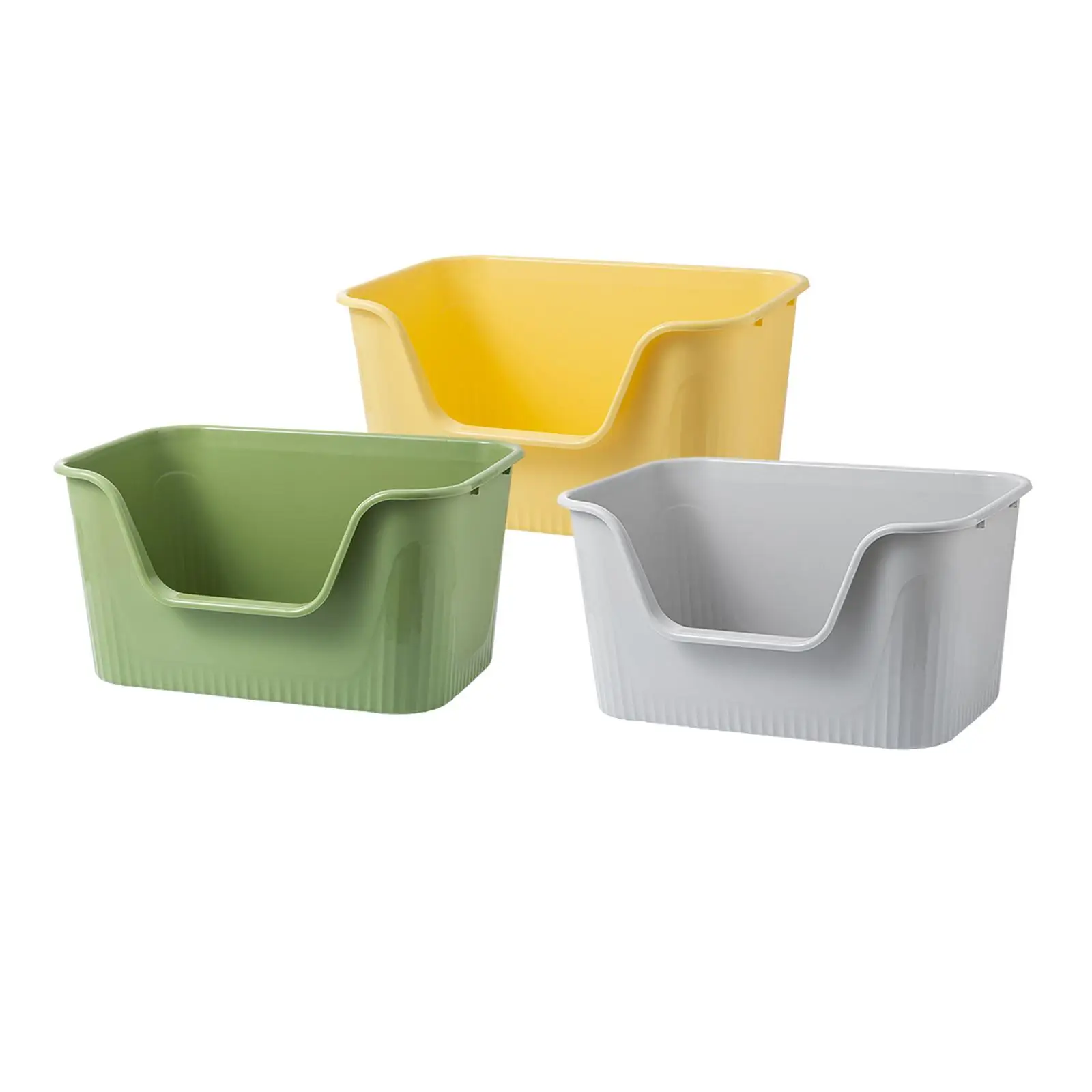 Open Top Pet Litter Box Pet Supplies Cat Litter Container Large Space Pet Litter Trays with High Sides U Shape Lowered Front
