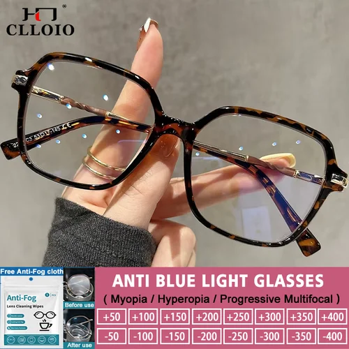 CLLOIO, gafas de lectura poligonales personalizadas de primera calidad, gafas de miopía a la moda para mujer, gafas graduadas con bloqueo de luz azul
