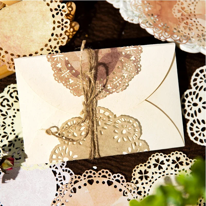 10pcs/lot Hollow Out Memo Pads Material Paper Lace Junk Journal  DIY Scrapbooking Cards Retro Background Decoration Paper