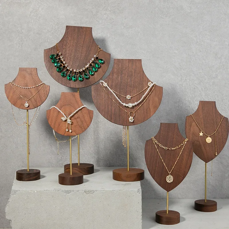 Elegant and High-quality Walnut Necklace Display Stand, Fashionable Jewelry Display Stand, and Mannequin Stand for Shelves - view 3