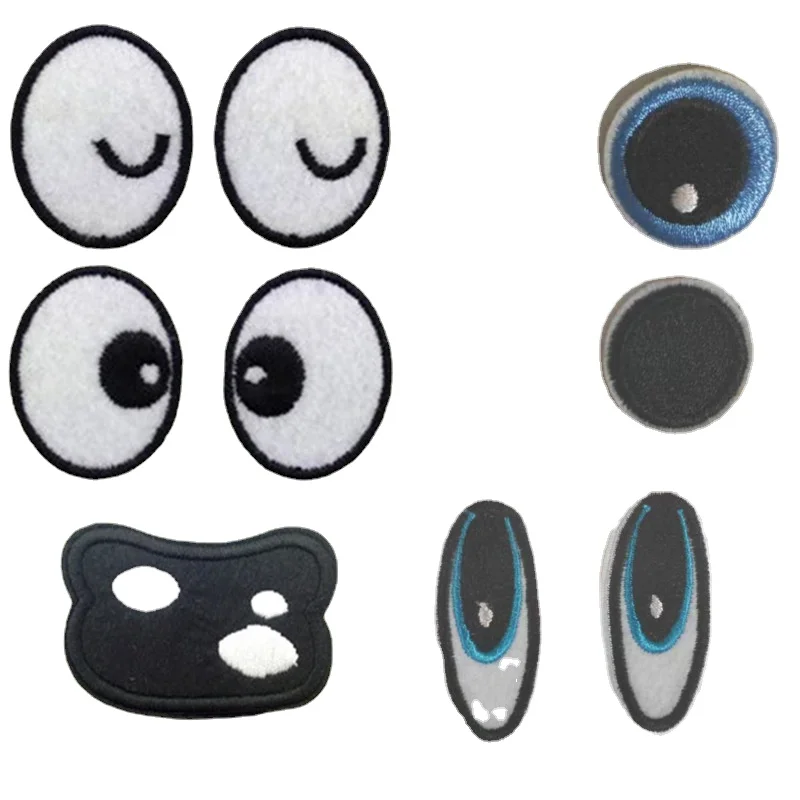 

50sets/Lot Luxury Anime Embroidery Patch Pet Doll Eyes White Black Shirt Bag Clothing Decoration Accessory Craft Diy Applique