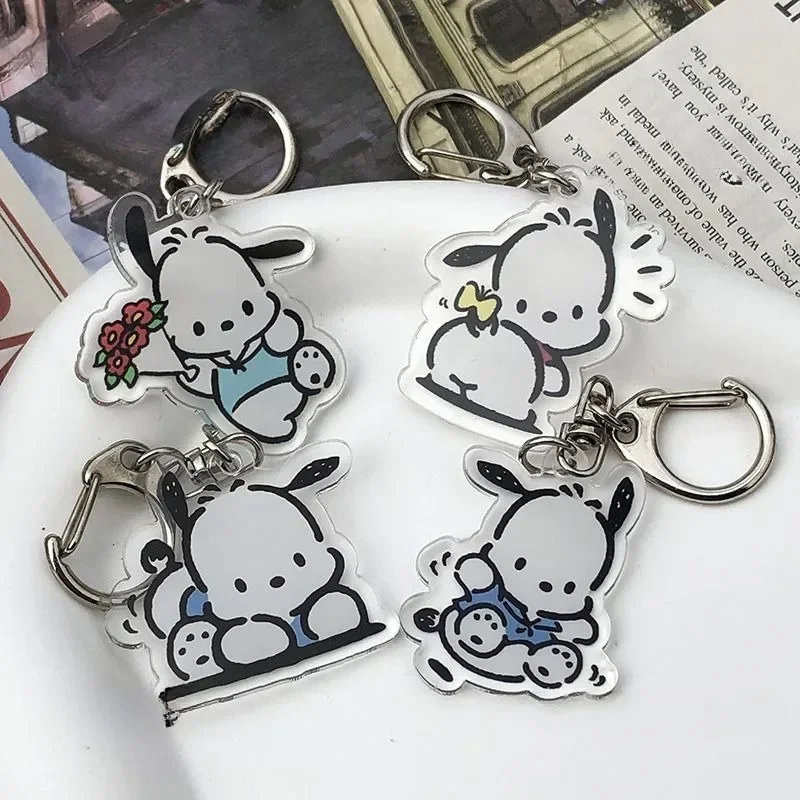 Sanrio Pochacco Decoration Keychain Anime Action Figures Cute Toy Car Desk Bag Decoration Q Figural Model Children Birthday Gift