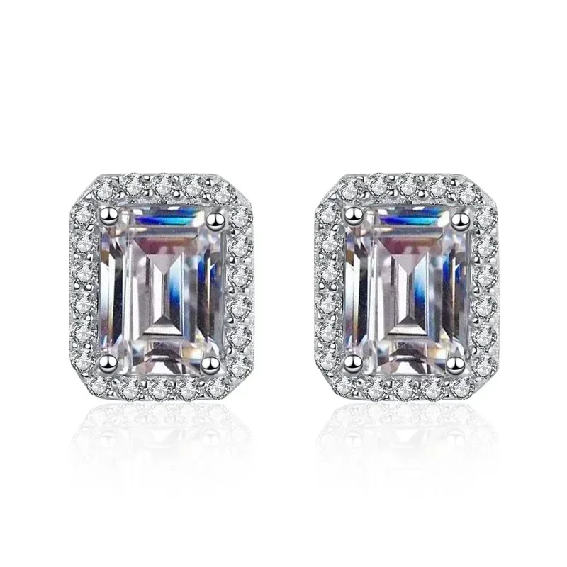 

Special Shaped Platinum PT950 VVS1 1Carat Moissanite D Color Simple Diamond Stud Earrings Wedding Jewelry A Pair Girlfriend Gift