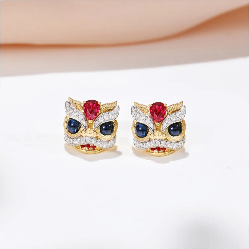 مجوهرات Foydjew على الطراز الصيني الجديد: حيوانات سحرية صينية، أسود راقص، خواتم، أساور، أقراط، قلادات، قلادات، رجالية #4