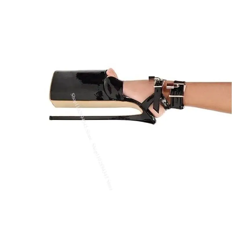 Black Buckle Platform Cut Out Sandals Peep Toe Thin High Heel Fashionable Novel Sexy Woman Shoes Summer Party Zapatillas Mujer