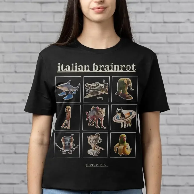 ITALIAN BRAINROT SHIRT Brain Rot Homage Animals T Anomaly Vintage Rap 80s Merch Funny Gen Z Meme Retro 90s Bootleg