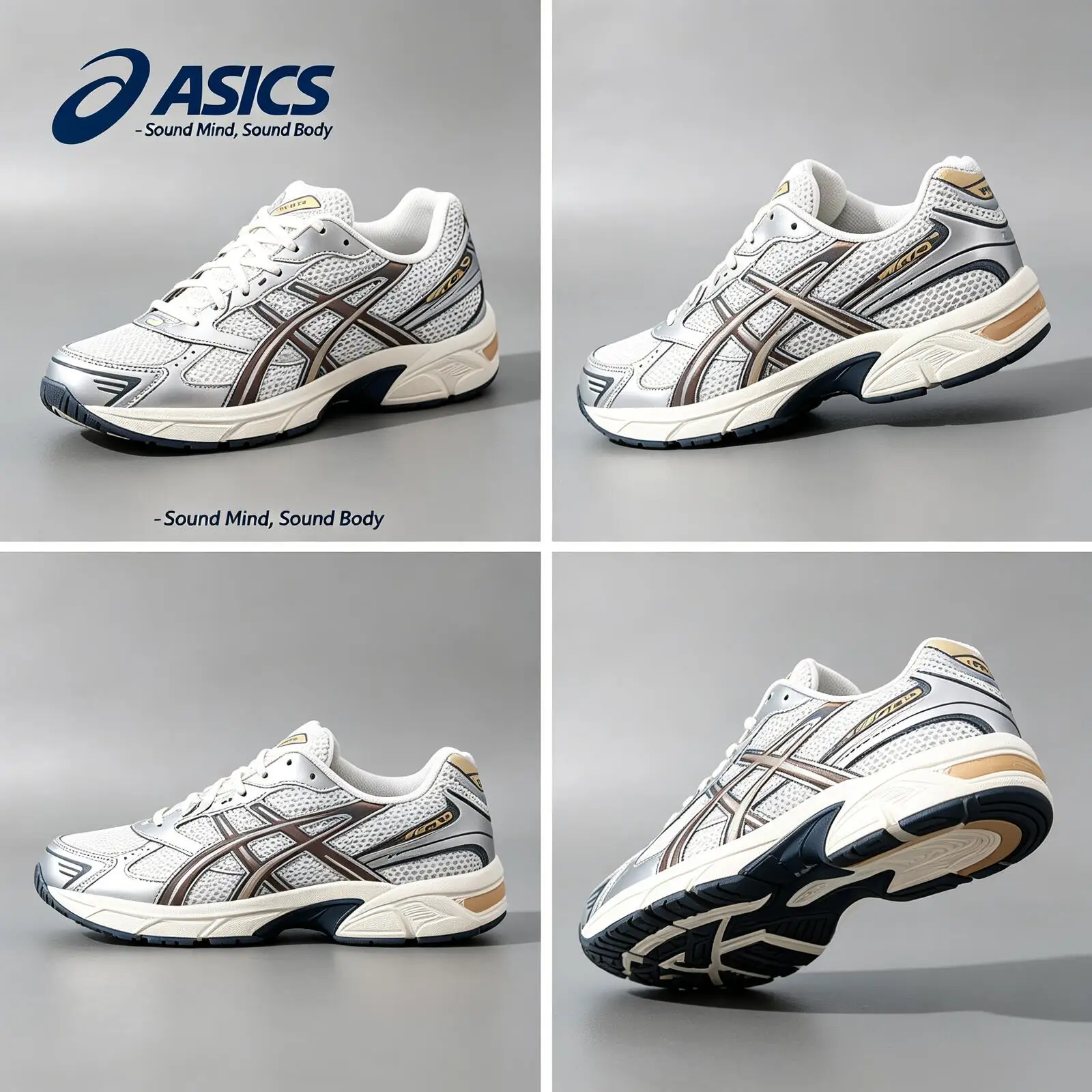 

ASICS Unisex GEL-1130 Retro Beige Silver Mesh Cushion Casual Dad Sneakers 1203A609-109