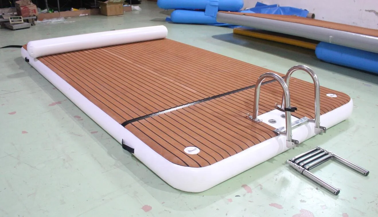 Customized inflatable motorboat dock, yacht inflatable floating island floating bridge platform