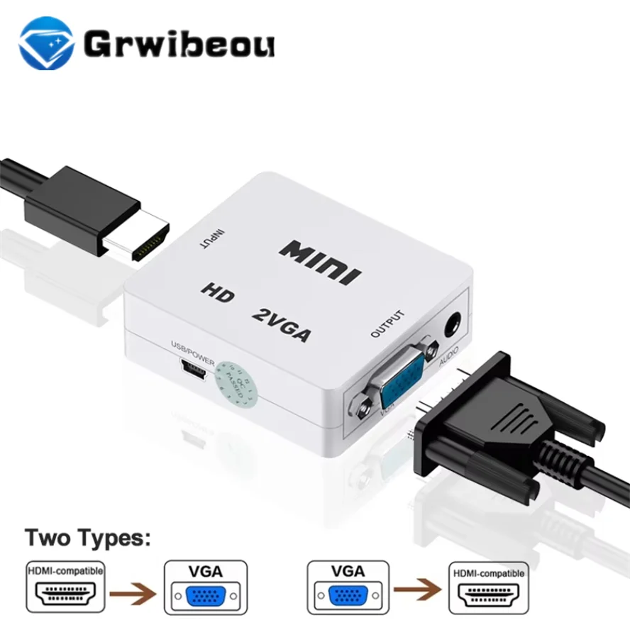 

HDMI-Compatible to VGA Converter With Audio VGA to HDMI Converter Adapter for Notebook Xbox DVD PS3 PC HD 1080P TV Box Projector