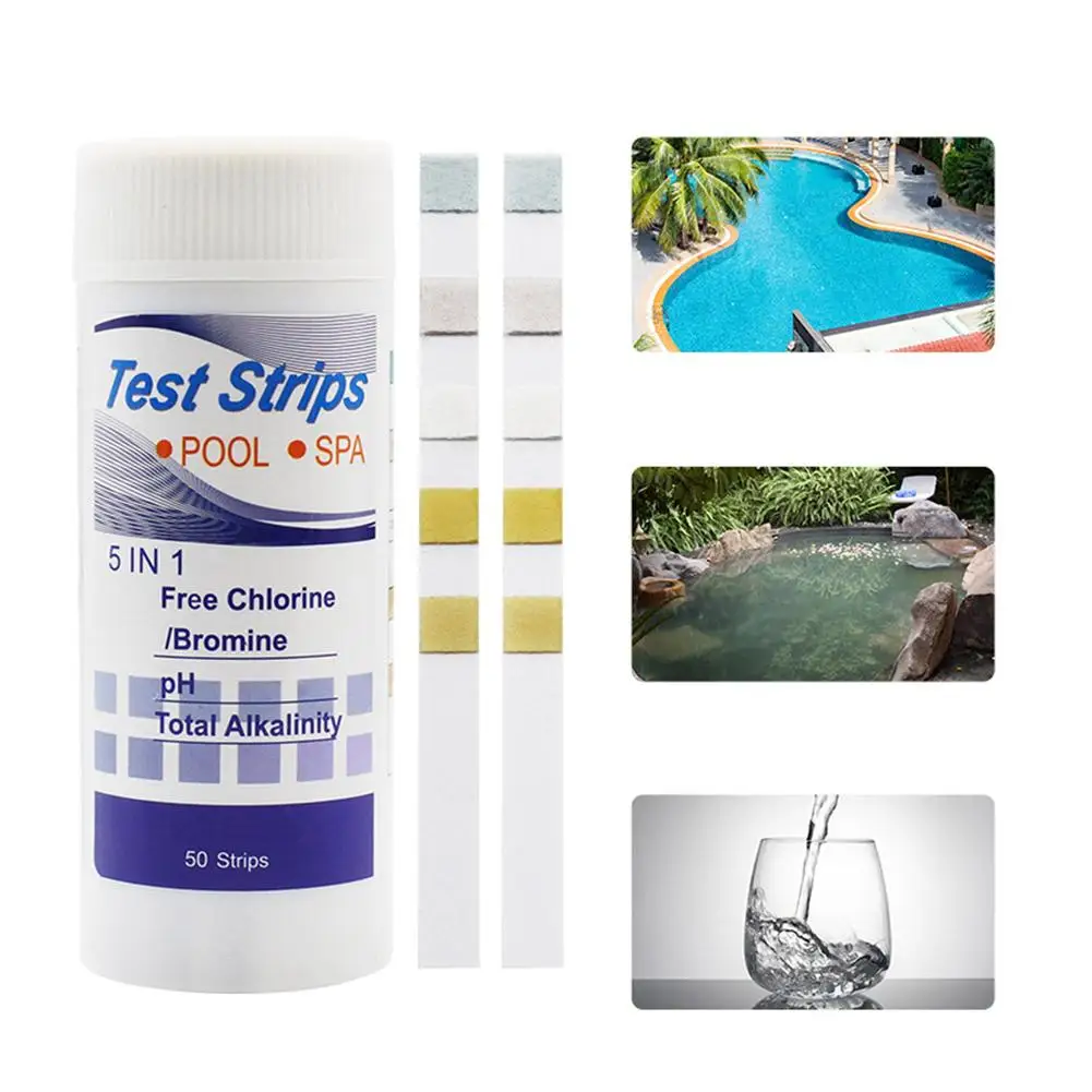 Tiras do teste do PH do cloro para a piscina, valor da água, verificador da dureza, papel residual, alcalinidade, Ph, Te, H0u6, 7 em 1