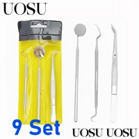 9 juegos de Kit de espejo Dental, espejo bucal para laboratorio de odontología, herramienta de selección para dentistas, escalador de dientes, herramientas de dentista, Kits de materiales dentales, 3 unids/set