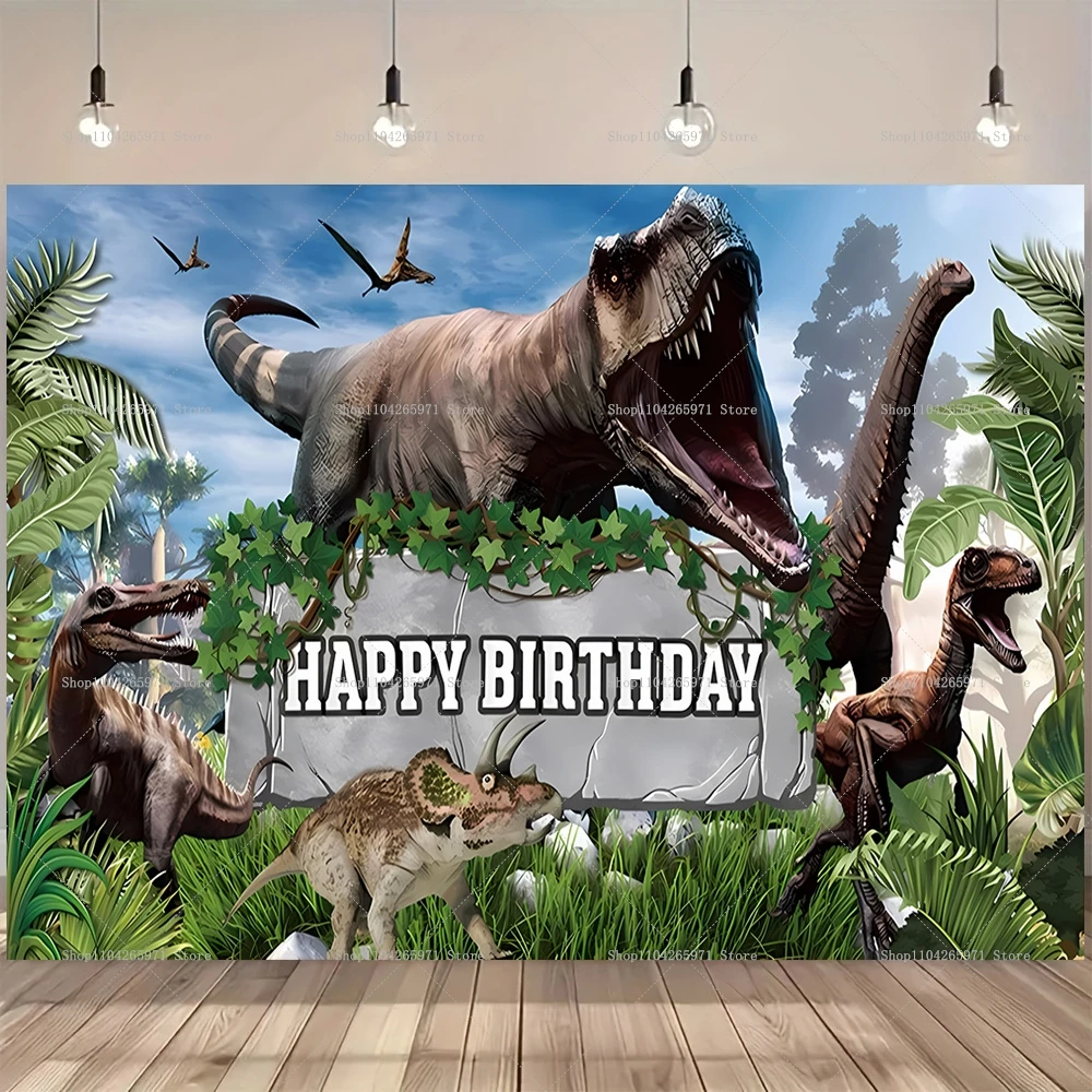 Fondo de Pantalla con Diseño de Dinosaurios de Jurassic World, Tema de Aventura en la Selva Prehistórica, Decoración para Fiestas de Cumpleaños Infantiles, Fondo para Fotos