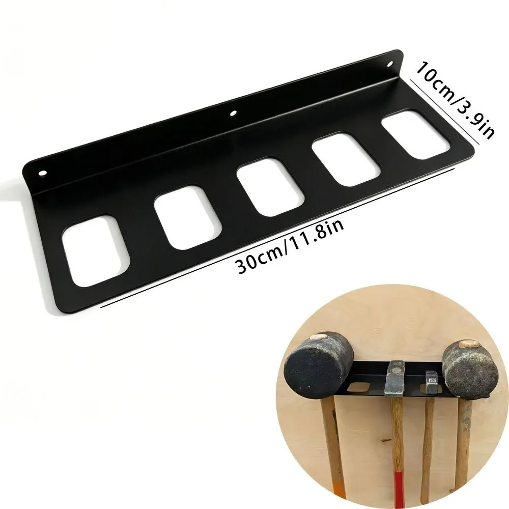 Metal Construction Wall-Mounted Tool Rack Heavy-Duty Design Space-Saving Design Multi-Hook Organizer Rack