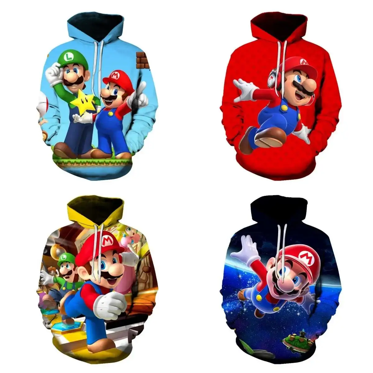 Mario Couple Wear Men's And Women's Sweater Printed Casual Hoodie Student Outdoor Sports Simple Long-sleeved