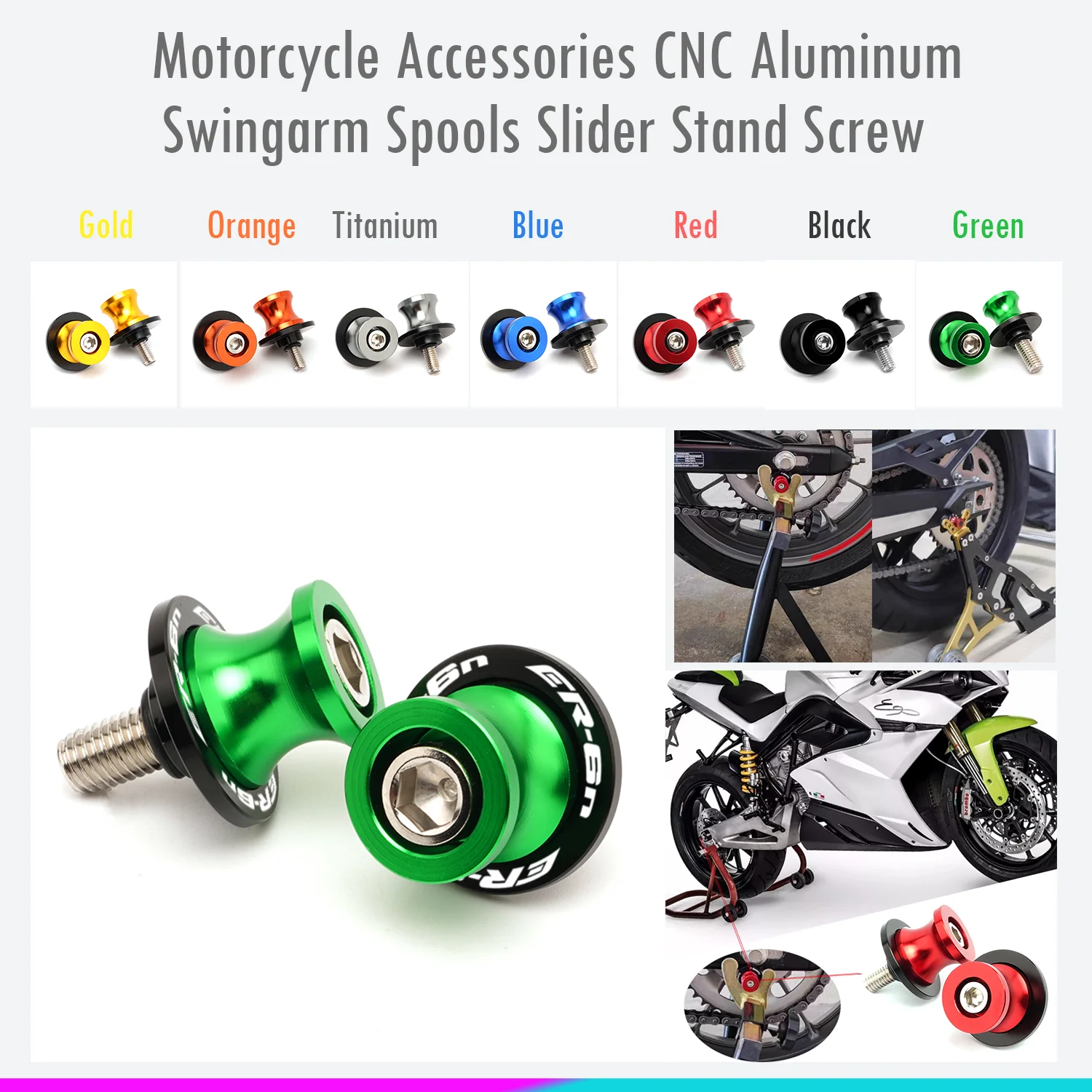 

For Kawasaki ER6N ER 6N ER-6N 10M Motorcycle Accessories CNC Swingarm Spools Slider Swing Screw Sliders Spools Stand Arm