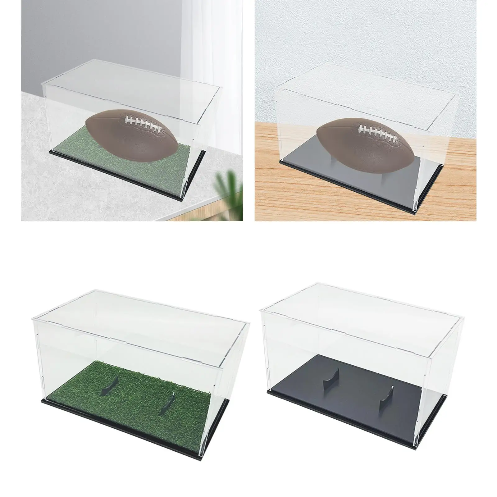 Clear Acrylic Football Storage Case for Signed Souvenir Ball Display Dustproof Holder Rectangular Box for Sports Fans