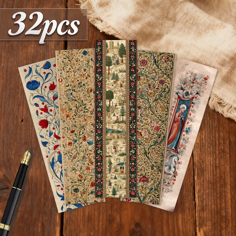 32pcs Medieval Pattern Theme Bookmarks, Ideal Gift for Teachers, Readers, Book Lovers, Perfect Birthday and New Year Present