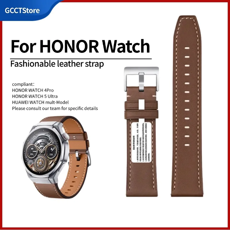 

Top Grain Leather Watch Strap 22mm Men Women Replacement Band for HONOR Watch 5 Ultra huawei watch 4pro