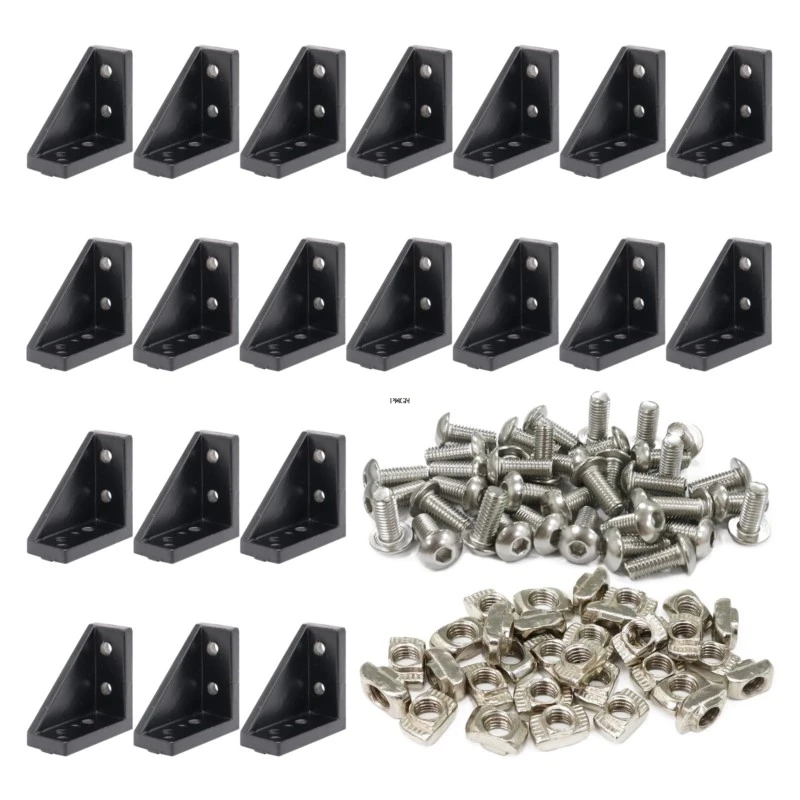2020 Aluminium Extrusie T V Slot Hoekbeugel 20S Geëxtrudeerde Haakse Connector Met Schroeven Voor 2020 2040 Aluminium Profiel
