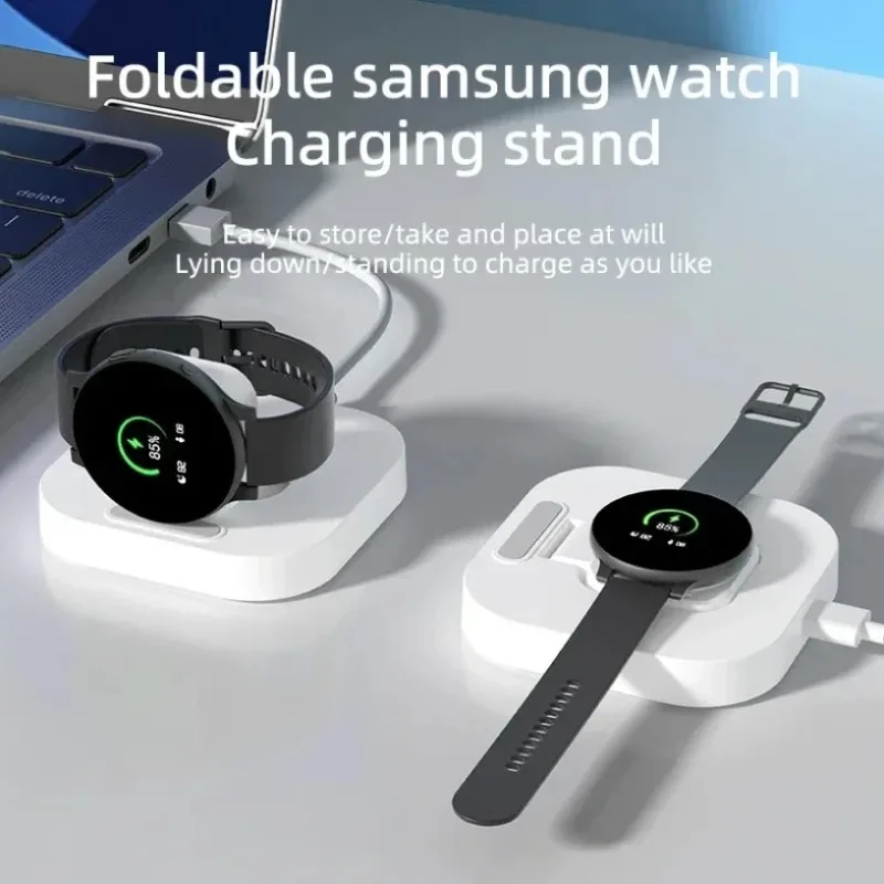 Portable Foldable Smart Watch Wireless Charging Stand Fast Charger Dock for Samsung Watch Series Home Travel Daily Charging Use