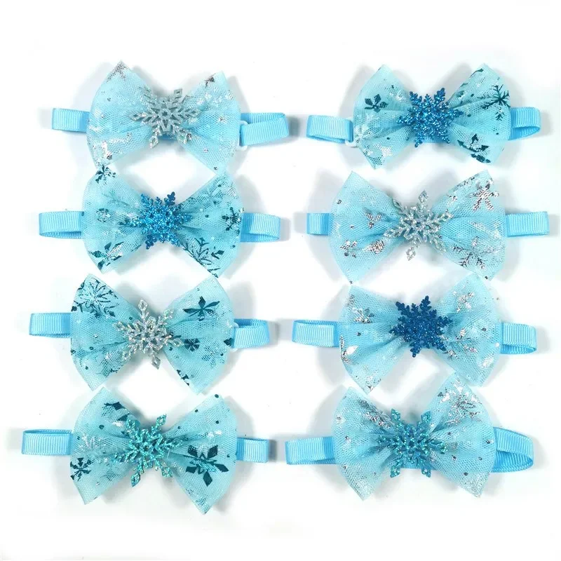 30/50pcs Winter Style Pet Dog Bow Ties Collars Snowflake Dog Bows Pet Cat Dog Bowties Neckties Pet Grooming Accessories Supplies