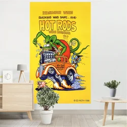 Rat Fink Hot Rods My Garage Vintage Tapestry poliestere stampato Home o Outdoor Decoration Banner