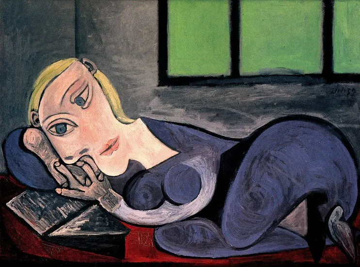 100% Handmade High Quality Oil Painting Reproduction on Linen Canvas,Femme couchee lisant Marie-Thereseby Pablo  Picasso