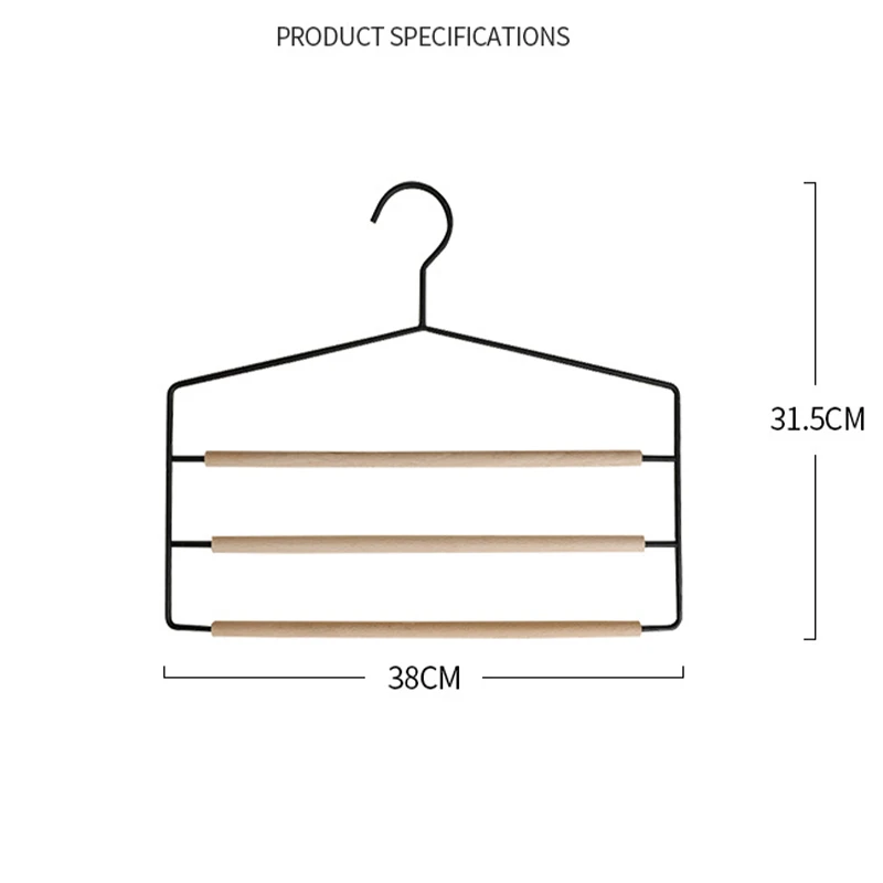 Cintres en bois à 3 niveaux pour pantalons, porte-serres multicouches peu encombrants, cintre multifonctionnel en fer pour écharpe et serviette