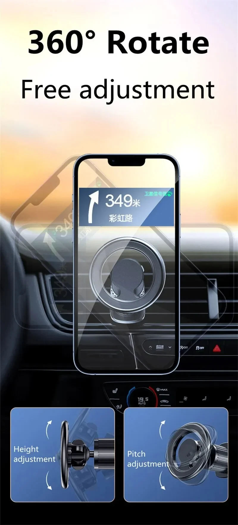 Magnetischer Autotelefonhalter, Ständer, Magnet, Autohalterung, unterstützt GPS-Mobilhalterung im Auto für Macsafe iPhone 15 14 13 12 Samsung Xiaomi – Detail 7