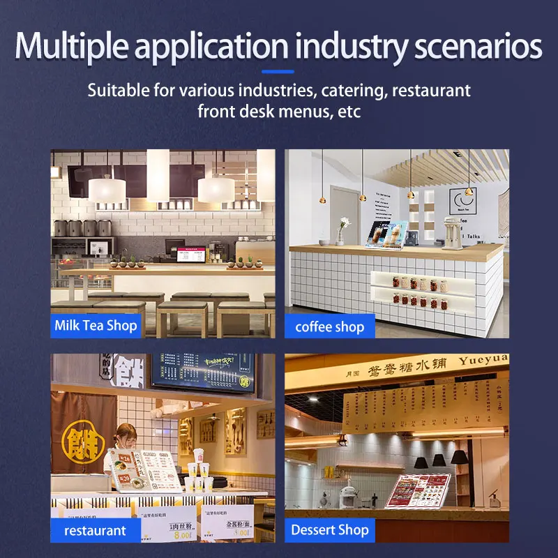 23.8 بوصة L شكل الجدول الوجبات السريعة مقهى القائمة مجلس شاشة الكريستال السائل صور فيديو الإعلان عرض اللافتات الرقمية #4