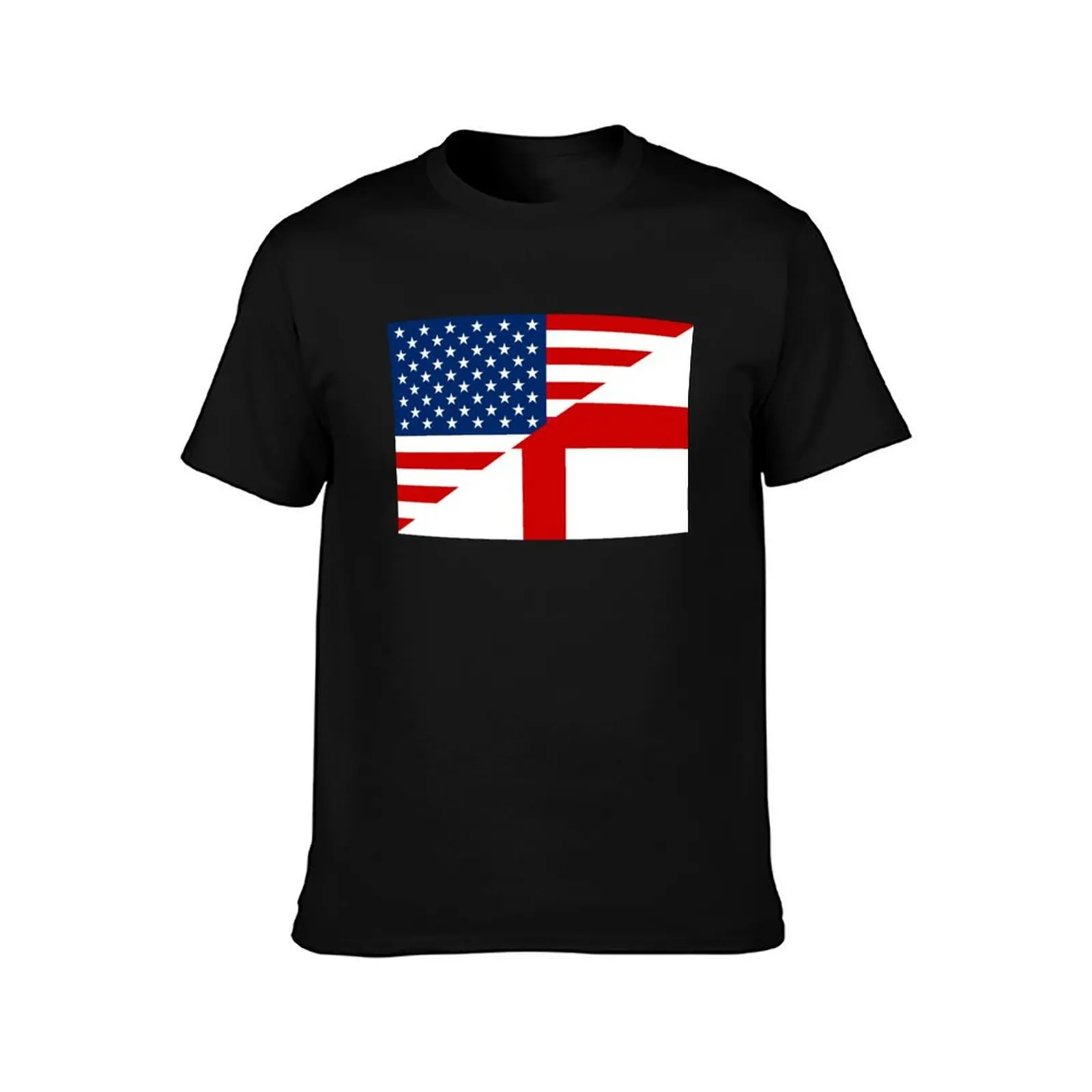 USA England Flag Dual Citizenship Student Exchange T-Shirt Everyday Wear Basic Short Sleeve Top T-Shirt