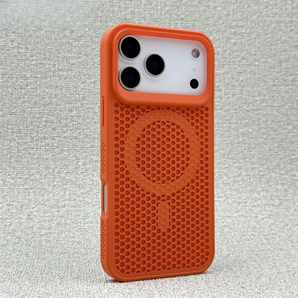 Чехол для iPhone 17 Pro Max, сотовый рассеиватель тепла, дышащая магнитная задняя крышка с беспроводной зарядкой для iPhone 17, воздушный корпус