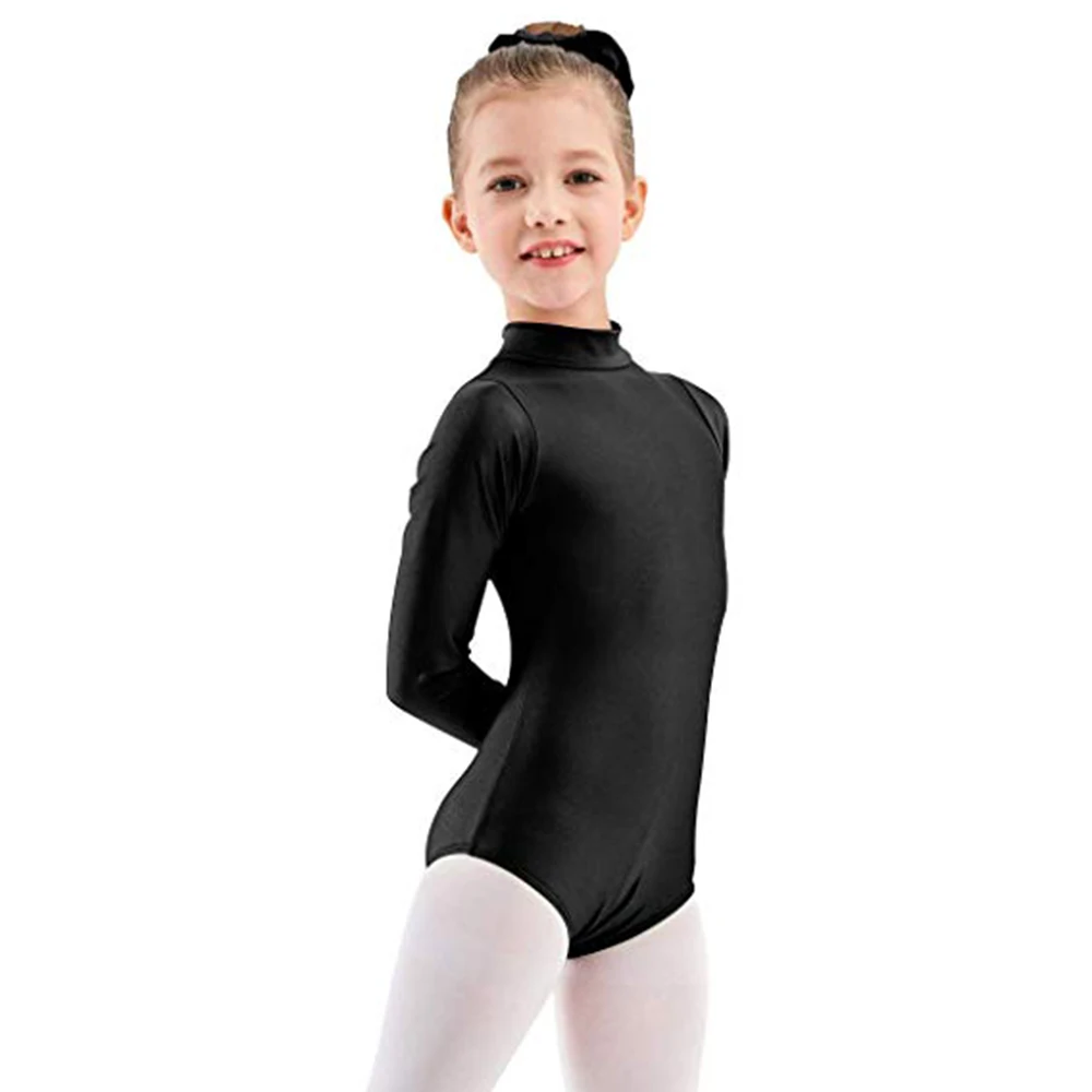 

Aoylisey Kids Basic Ballet Leotard Long Sleeve Turtleneck Girls Gymnastics Spandex Toddler Baby Romper Dance Costumes