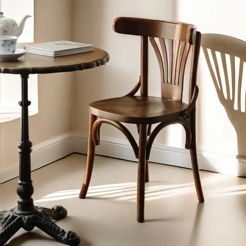 Nordic Solid Wood Dining Chair Retro Style High Backrest Bar Stool for Home/ Café/ Restaurant Durable Seating Furniture
