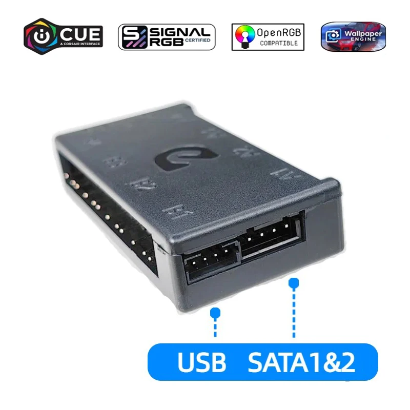 Caixa de PC LED HUB de efeito de iluminação assíncrona de meteoro, pinça RGB para controle de software Corsair ICUE, GEN. 5o DeepRGB