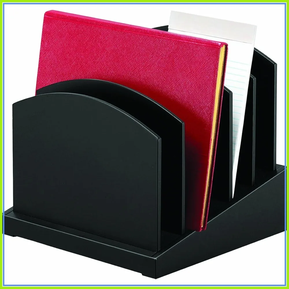 

Desktop File Sorter with 6 Adjustable Dividers, Black Wood Finish