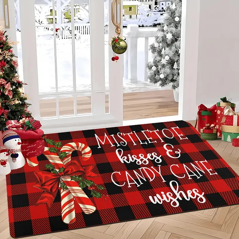 

Christmas doormat, made of flannel, washable, Christmas decorative entrance mat, suitable for rooms and bathrooms