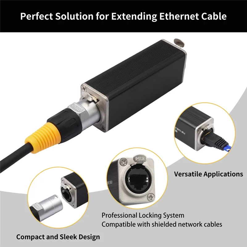 B50B-RJ45 Coupler Female To Female Twist Lock Adapter With Lock And Shield Speaker Plug Jack For Amplifier, Mixing Device