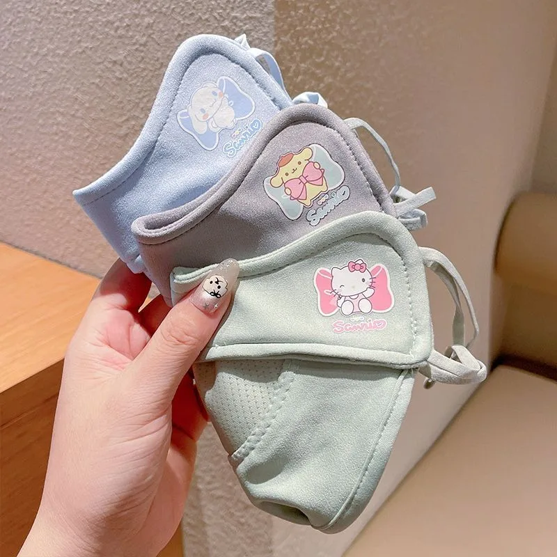 

Autumn Winter Hello Kitty PomPomPurin Anime Kawaii Sanrio Children Mask Cute' Windproof Outdoor Warm Breathable Face Mask Gifts