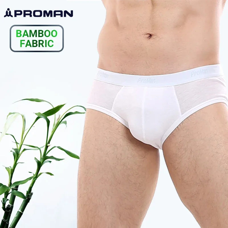 PROMAN 1 pz slip da uomo in tessuto di bambù comfort mutandine traspiranti confezione regalo confezionato biancheria intima quotidiana morbida lingerie uomo mutande