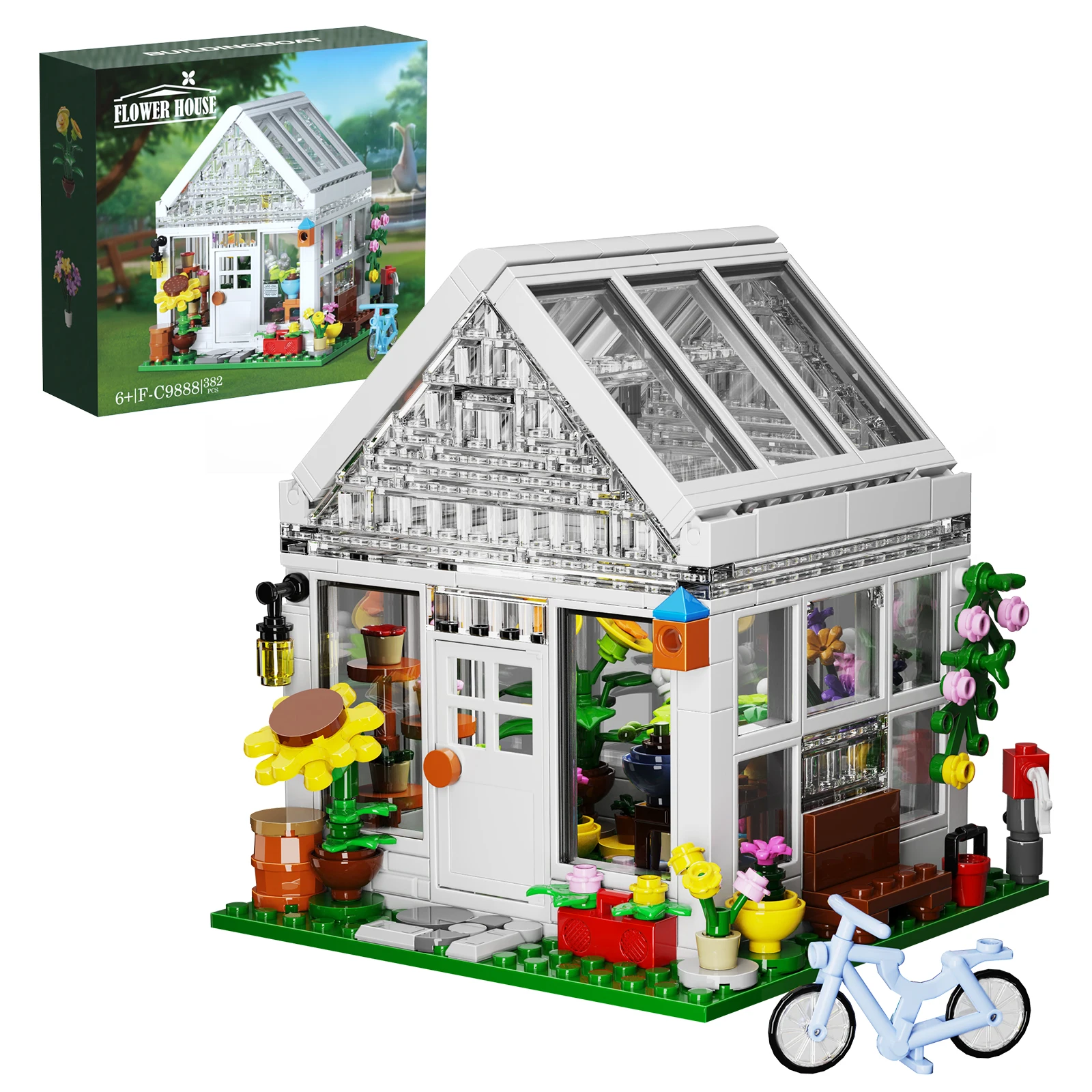 Creative Garden Flower House Building Block Model Kit MOC Sunflower City Architecture Bricks Toy Kid Birthdays Gift Home Decor