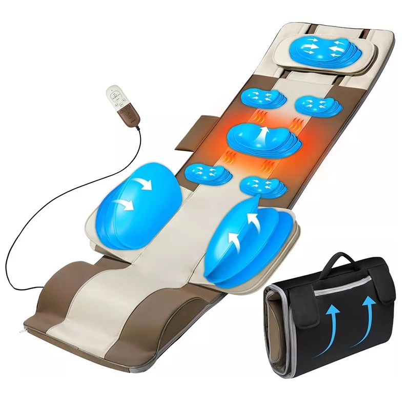 Multifunction 5 In 1 PU Leather Foldable Stretching Vibration Full Body Heating Air Compression Massage Mattress For Relaxing